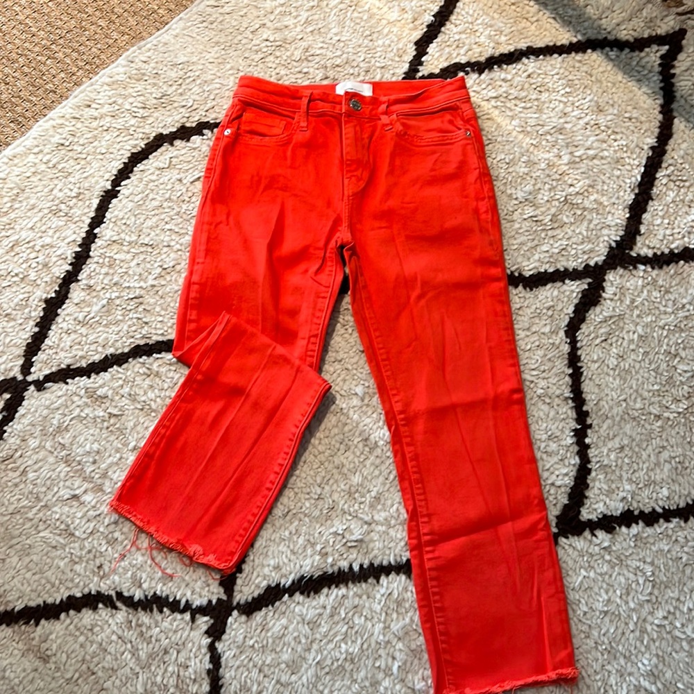 Current Elliot red cropped jeans. Size 27.